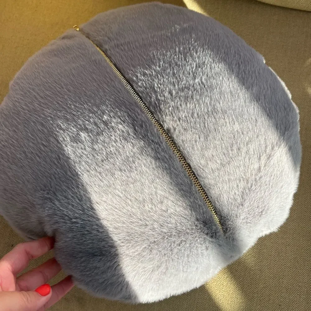 Anthropologie Midge Faux Fur Round Pillow